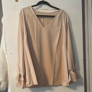 Elegant Cream V-Neck Women's Top